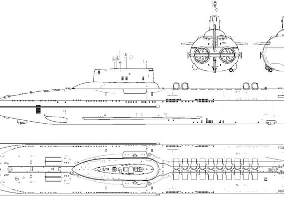 USSR submarine Project 971 Bars Akula-class Submarine [5] - drawings, dimensions, pictures